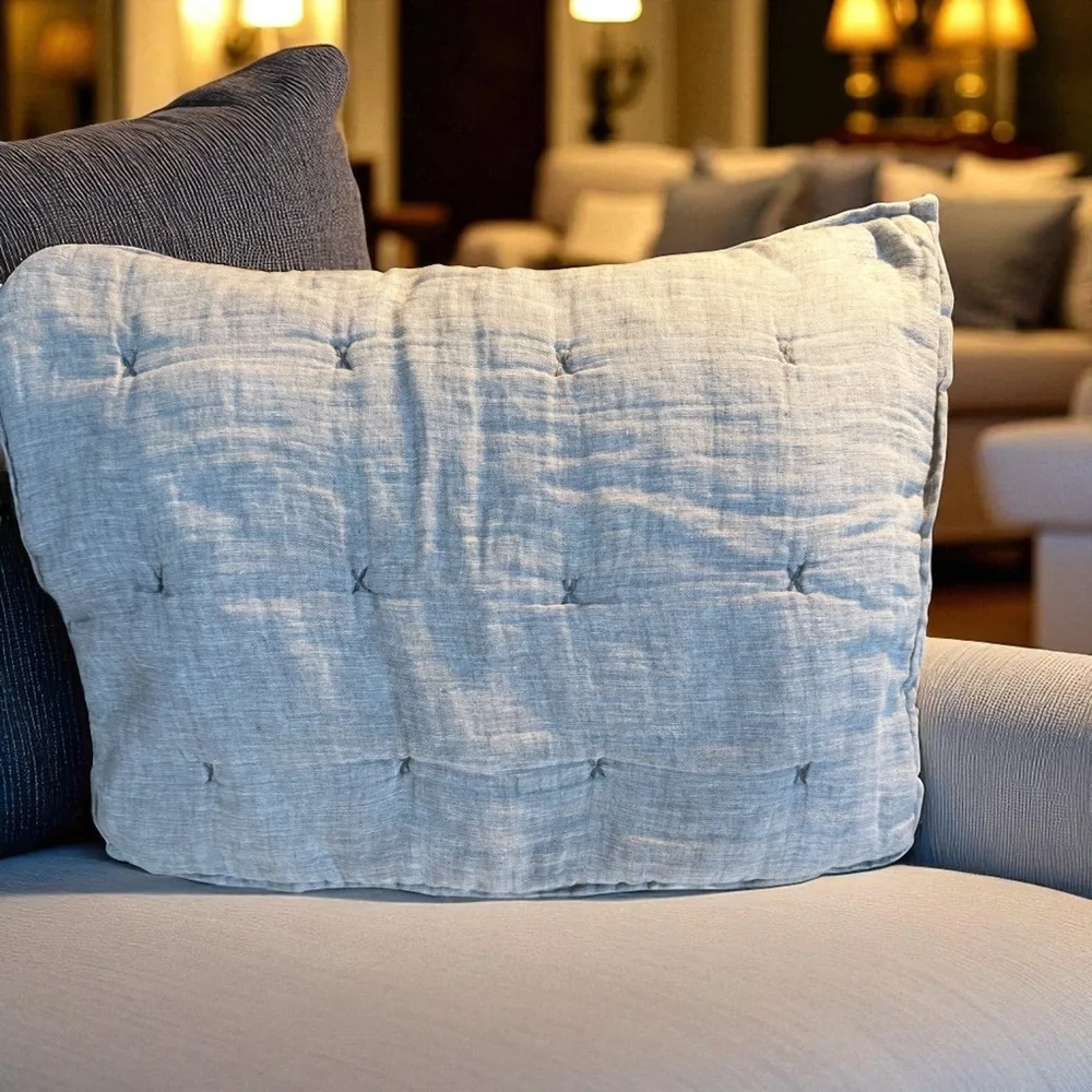 Restoration Hardware 2 Standard Grey Linen Gauze Shams 20x28